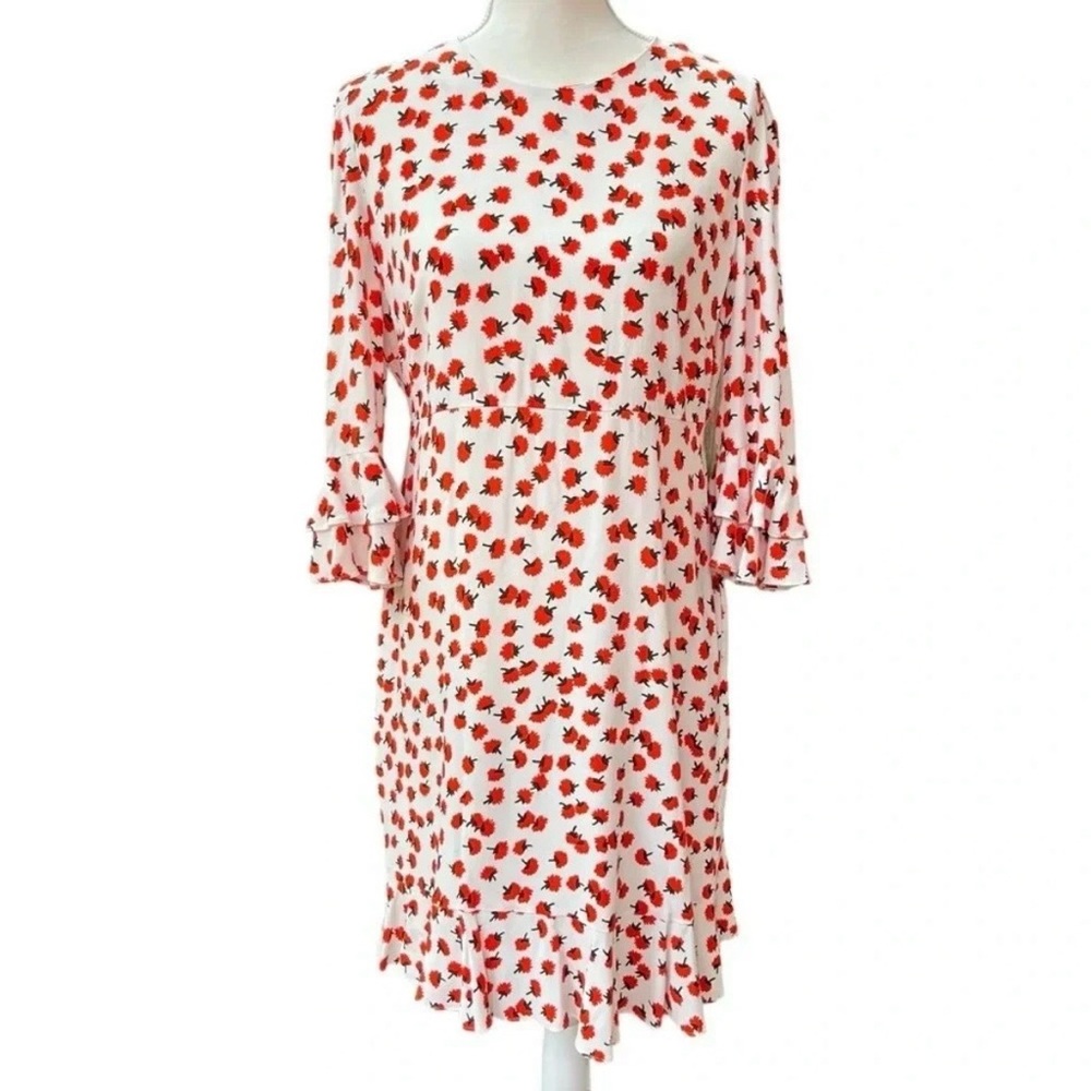 Diane Von Furstenberg NWOT Elly Ruffle-Trimmed Floral-Print Crepe Mini Dress 10